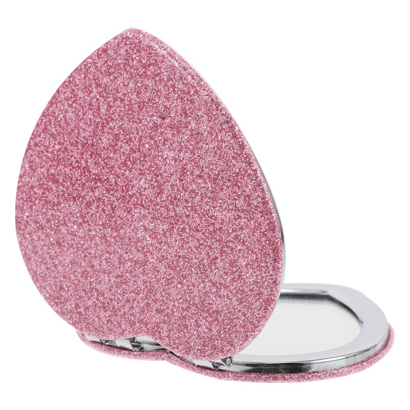 Portable Heart-Shaped Folding Mirror Double-Sided Compact Makeup Mirror Purse Mirror For Eyebrow Shaping Lipstick Application - Image 4
