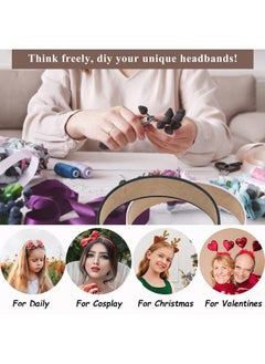 Wecoe Wecoe 10 Pack Satin Headbands - 1.3 Inch Wide Assorted Colors (White, Blue, Pink, Red, Green, Brown, Khaki, Natural) Non-Slip Fashion Hair Accessories for Women, Girls & DIY Holiday Costumes  - Image 4
