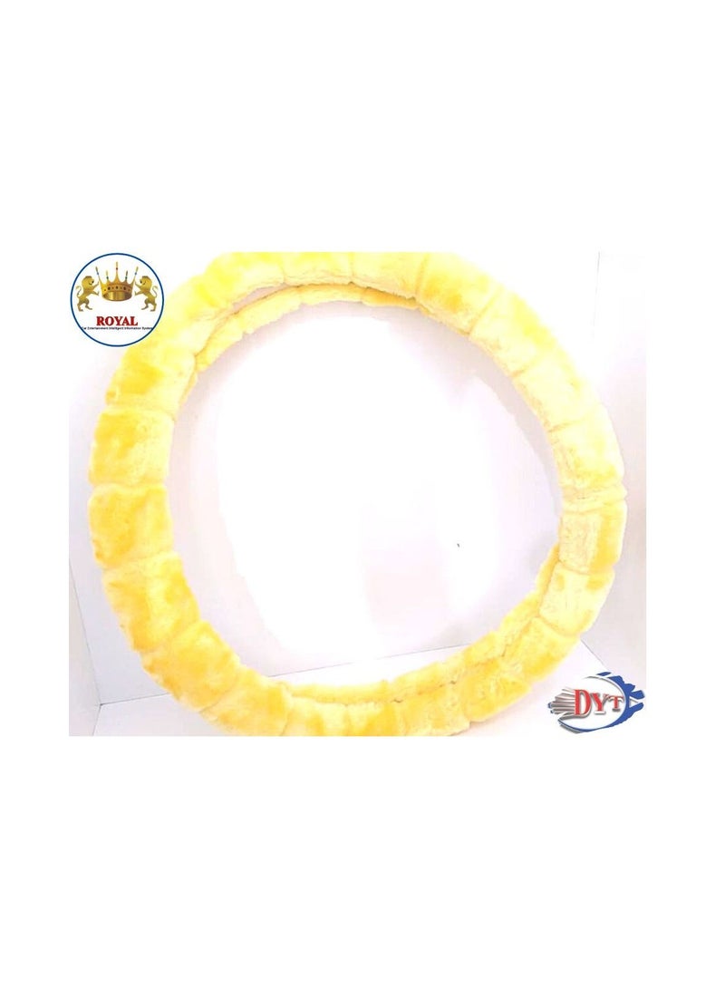 رويال Luxury Steering Wheel Cover 15"Inch (DYT-6006,YW) Yellow Color - Image 2