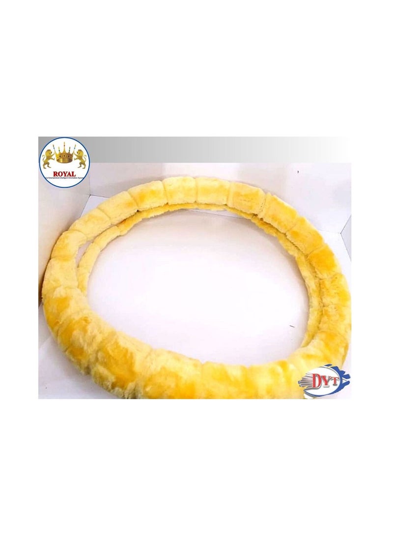 رويال Luxury Steering Wheel Cover 15"Inch (DYT-6006,YW) Yellow Color - Image 3