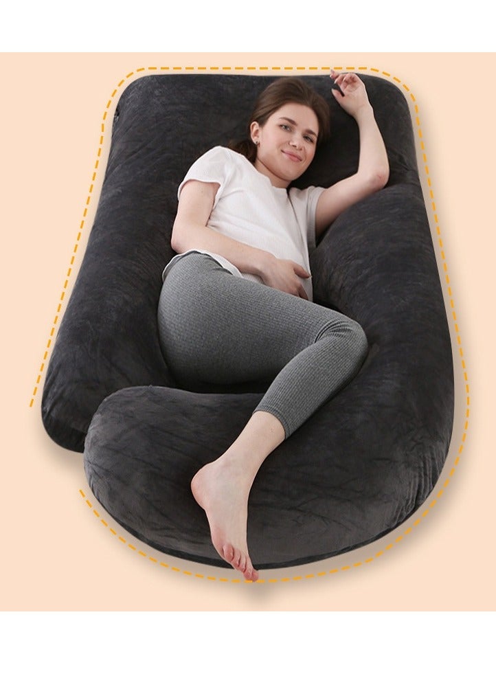 Y&D Enlarged Thickened Crystal Velvet J-Shaped Maternity Pillow Pregnancy Sleep Special Talisman Clip Legs Maternity Pillow - Image 1