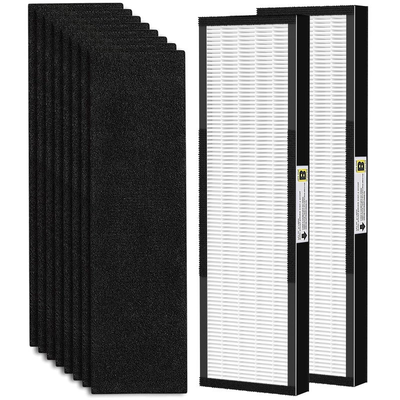 2 Pack FLT4825 True HEPA Filter B Replacement with Activated Carbon PreFilters Compatible with Air Purifier AC4825 AC4300 AC4800 AC4900 AC4850 Black