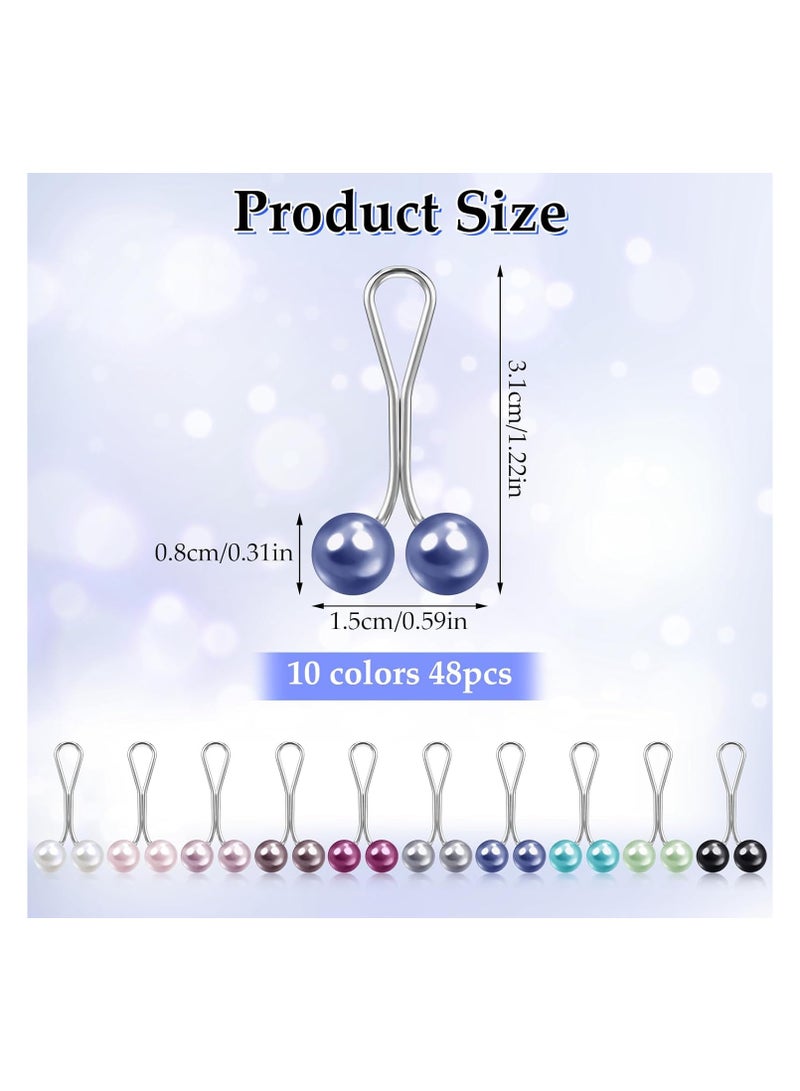 STAR BEJA STAR BEJA 24 pcs Pcs Hijab Pins Clips, Multicolor Headscarf Pearl Pins, Muslim Scarf Shawl Clips  - Image 2