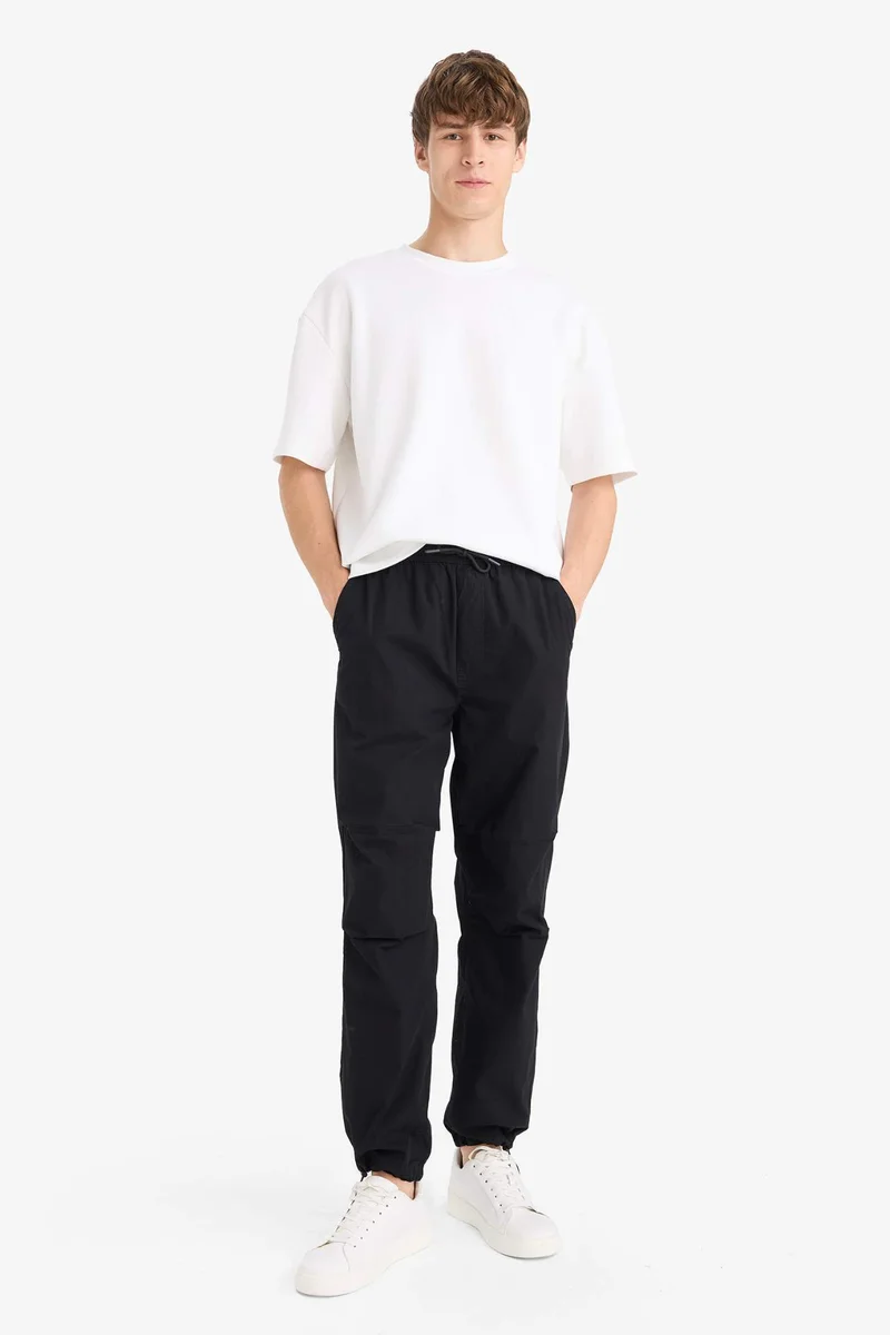 Cotton Wide Leg Elastic Parachute Jogger Pants