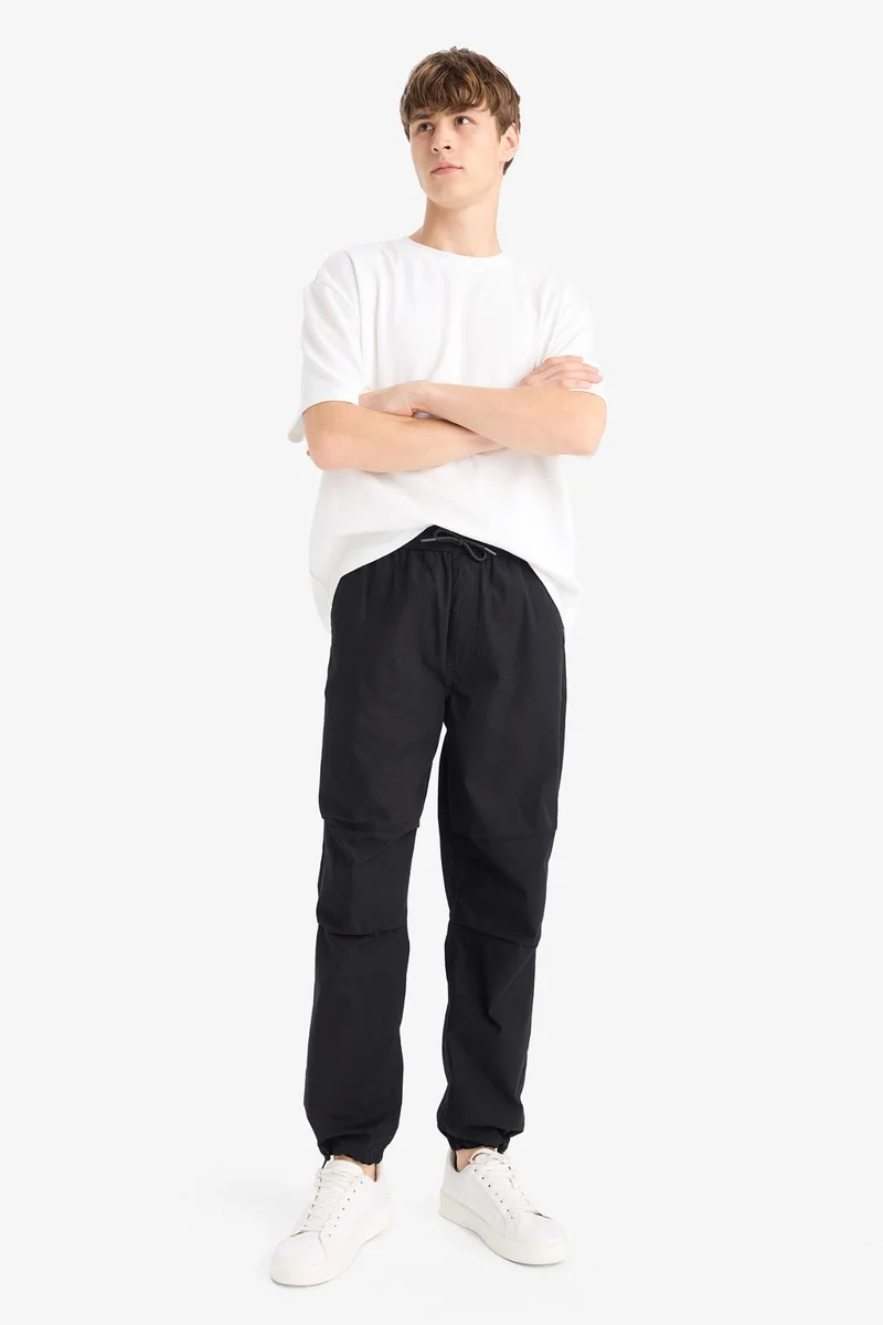 Defacto  Cotton Wide Leg Elastic Parachute Jogger Pants for Men | Best Price UAE