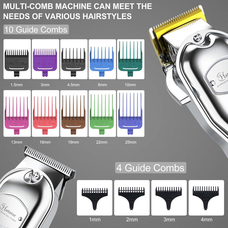 Hatteker Hair Clipper for Men IPX7 Waterproof Cordless Barber Clipper for Hair Cutting Kit with T-Blade Trimmer Beard Trimmer Kids Clipper Professional USB Rechargeable - Image 3