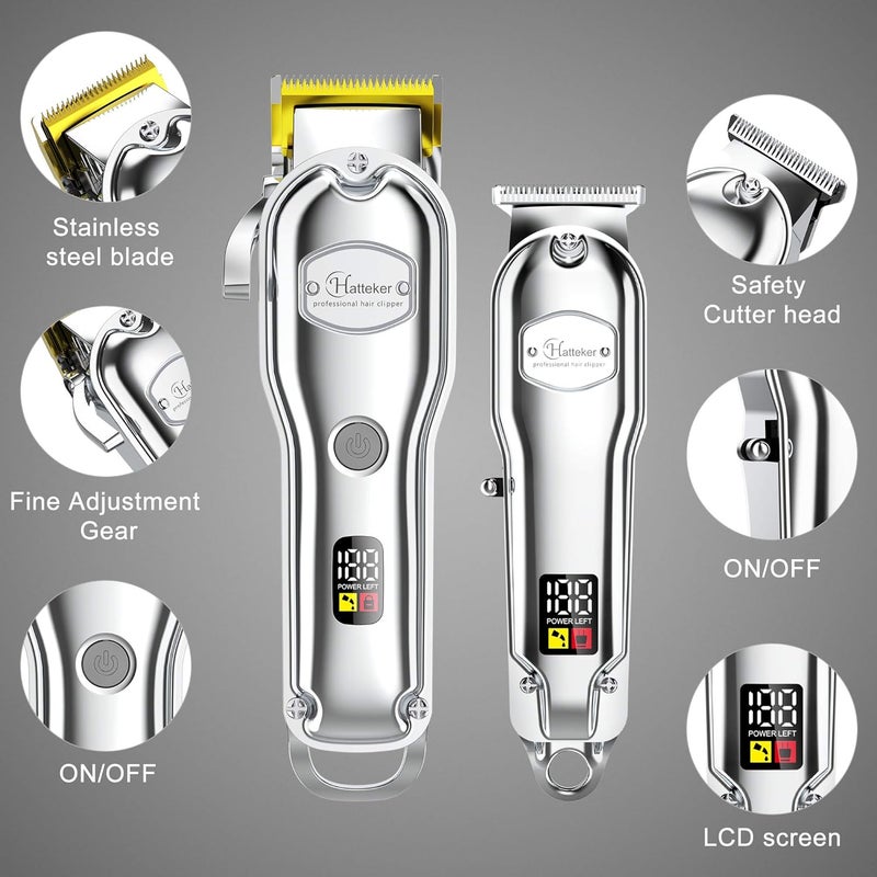 Hatteker Hair Clipper for Men IPX7 Waterproof Cordless Barber Clipper for Hair Cutting Kit with T-Blade Trimmer Beard Trimmer Kids Clipper Professional USB Rechargeable - Image 2