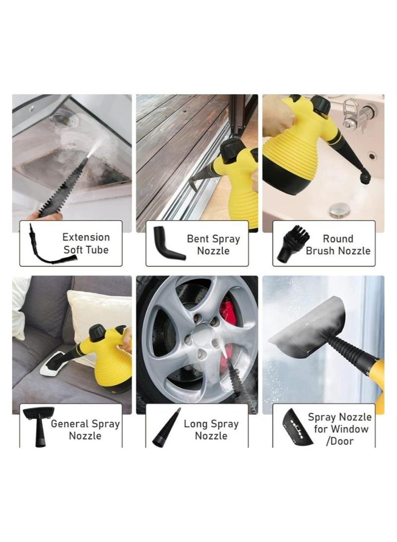 دينكس منظف ​​بخار محمول باليد 1200 وات متعدد الوظائف بدرجة حرارة عالية مع 9 قطع إكسسوارات مناسبة للمطبخ والحمام والزجاج والمنزل لإزالة الأوساخ والبقع الصعبة من الأسطح المختلفة - Image 3