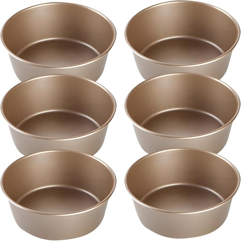 6-Piece Gold Burger Form Rings, Mini Cheesecake and Hot Dog Molds, Stainless Steel Griddle Press for Cooking & Baking Tasks - Image 1