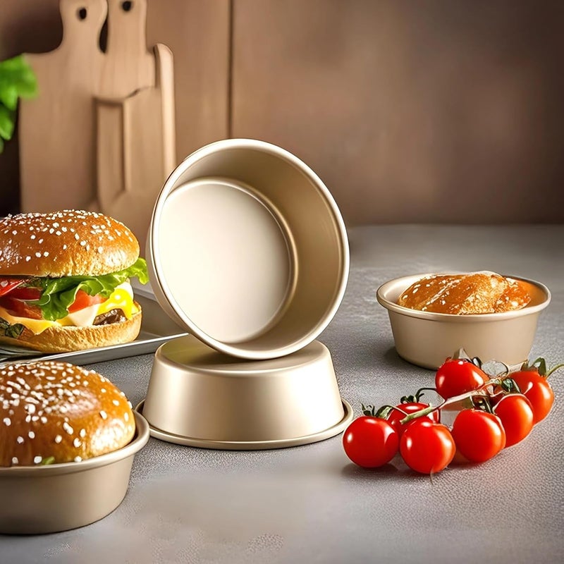 6-Piece Gold Burger Form Rings, Mini Cheesecake and Hot Dog Molds, Stainless Steel Griddle Press for Cooking & Baking Tasks - Image 3