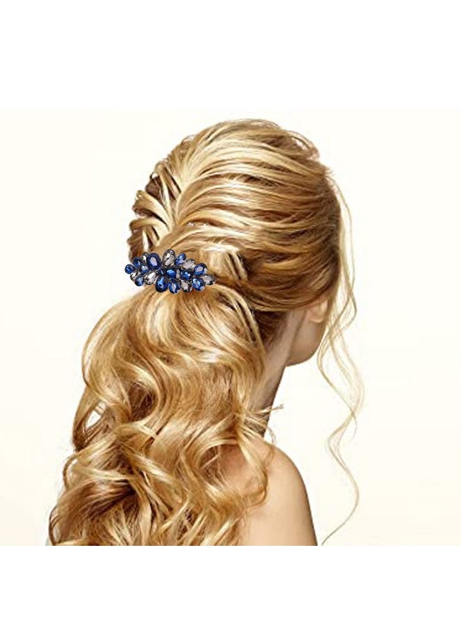 Sankuwen Sankuwen Flower Luxury Jewelry Design Hairpin Rhinestone Hair Barrette Clip,Also Perfect Mother's Day Gifts for Mom(Style B,Dark Blue)  - Image 5