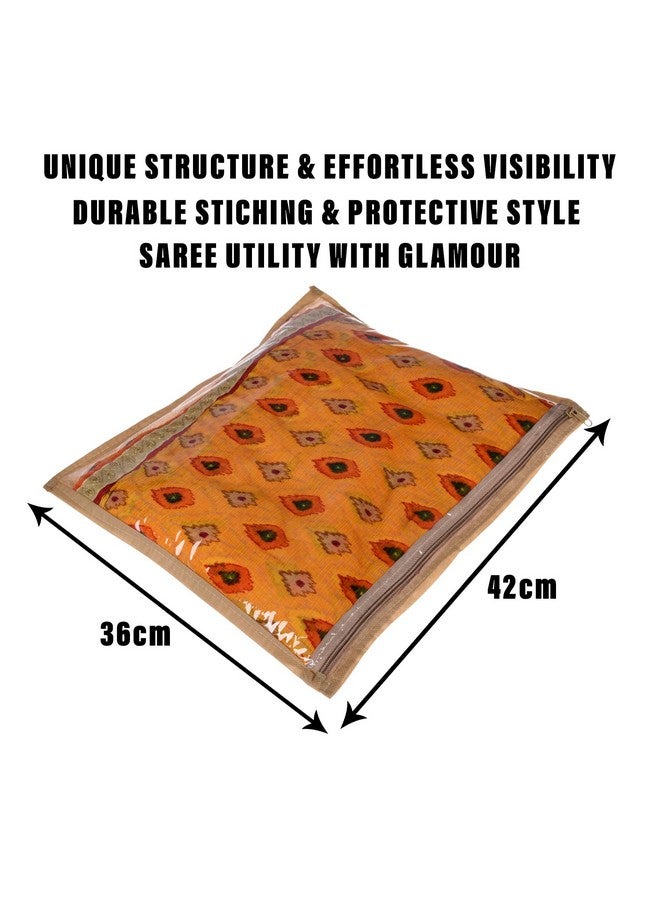 Kuber Industries Saree Cover Bag | Clothes Storage Bag | Single Packing Saree with Zip Closure | Wardrobe Organizer | Cloth Storage Organizer | Plain Saree Cover Bag | Pack of 12 | Brown - Image 3