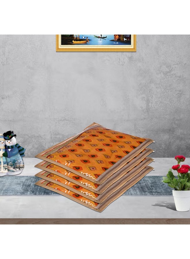 Kuber Industries Saree Cover Bag | Clothes Storage Bag | Single Packing Saree with Zip Closure | Wardrobe Organizer | Cloth Storage Organizer | Plain Saree Cover Bag | Pack of 12 | Brown - Image 5