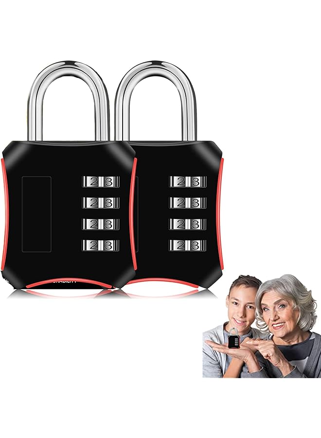 PROMASS PROMASS Combination Padlocks, 2 Pack Gym Locker Padlock, Shackle Number pad Lock Outdoor with 4-Digit Smooth Dial Heavy Duty Lock for School lockers, Outdoor, Garden Gate, Cabinets, Toolbox, Case  - Image 1