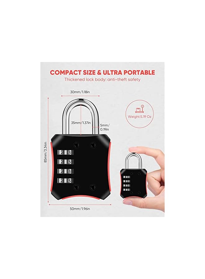 PROMASS PROMASS Combination Padlocks, 2 Pack Gym Locker Padlock, Shackle Number pad Lock Outdoor with 4-Digit Smooth Dial Heavy Duty Lock for School lockers, Outdoor, Garden Gate, Cabinets, Toolbox, Case  - Image 5