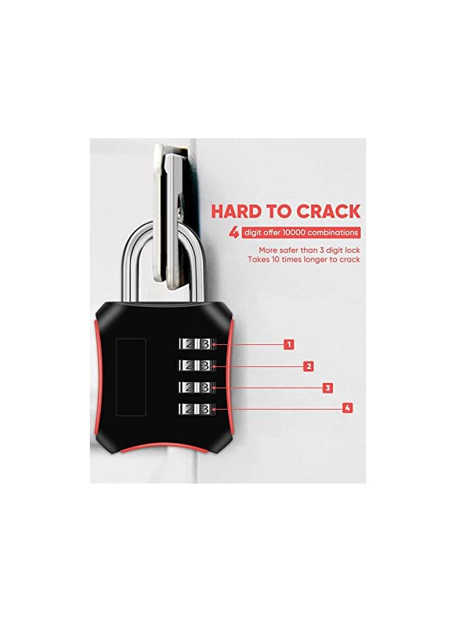 PROMASS PROMASS Combination Padlocks, 2 Pack Gym Locker Padlock, Shackle Number pad Lock Outdoor with 4-Digit Smooth Dial Heavy Duty Lock for School lockers, Outdoor, Garden Gate, Cabinets, Toolbox, Case  - Image 2