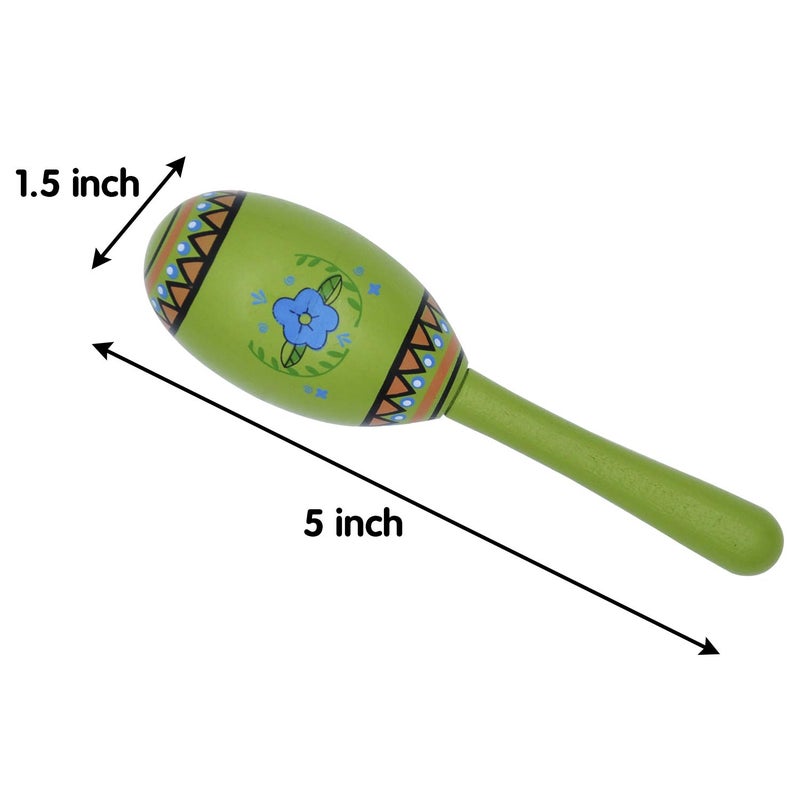 JOYIN 12 Mini Wooden Fiesta Maracas 6 Designs Noisemaker for Mexican Fiesta, Cinco De Mayo Party Favors, Musical Fun, Birthday Parties, Luau Party, Carnivals, Taco Tuesday Event - Image 3