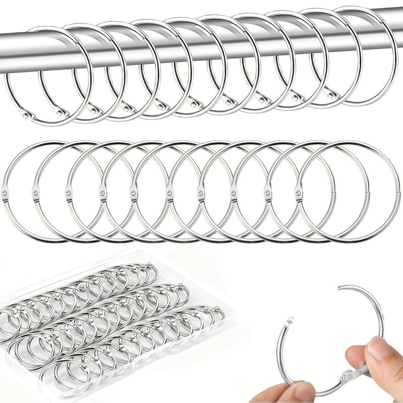 40 Pcs Silvery 50mm Metal Curtain Rings for Shower Curtains and Rods - Image 1