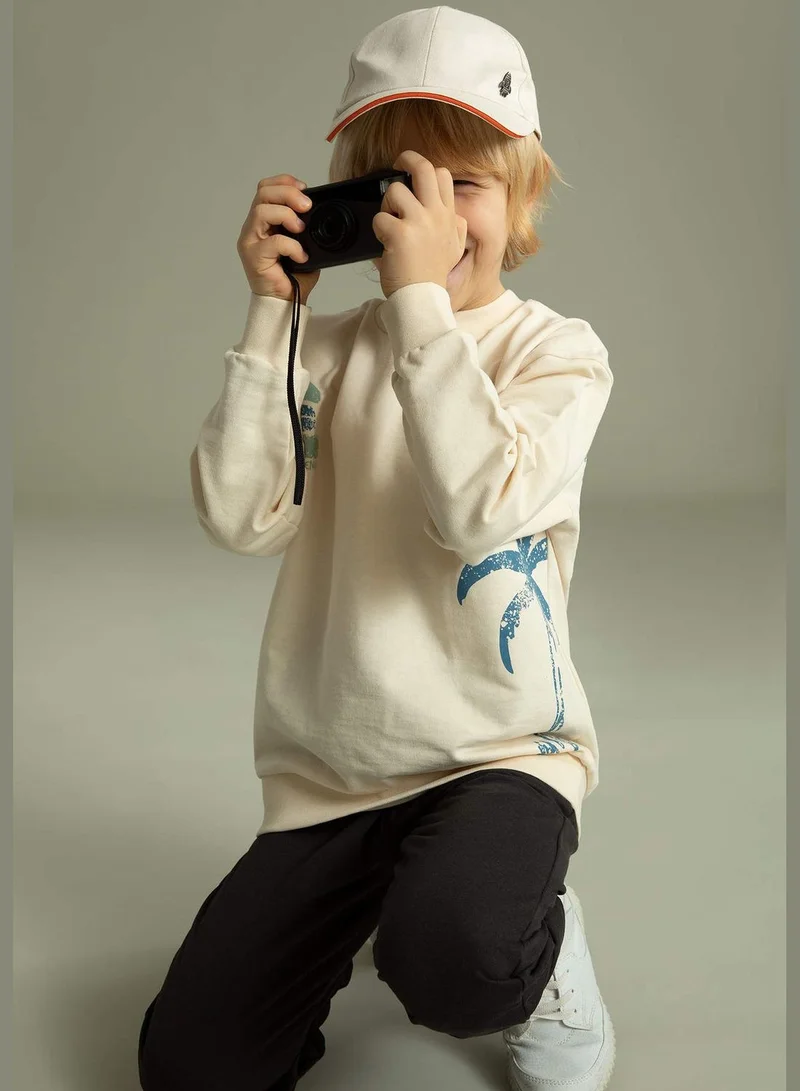 DeFacto Oversized Fit Long Sleeve Palm Print Sweatshirt