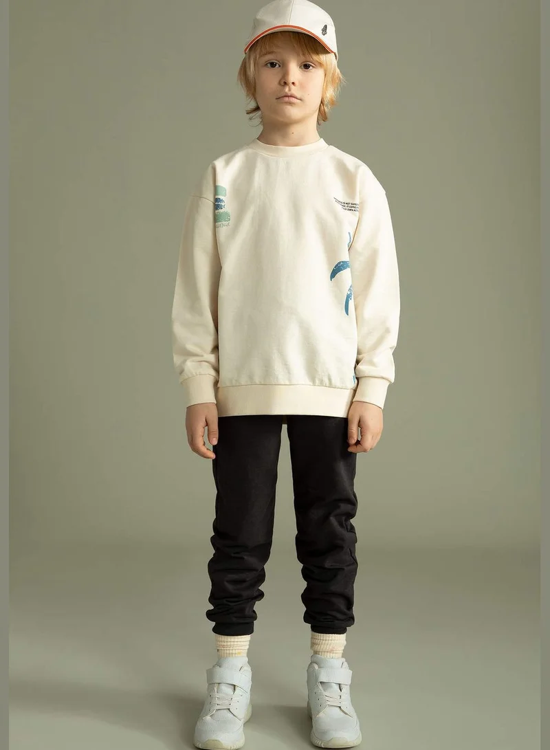 DeFacto Oversized Fit Long Sleeve Palm Print Sweatshirt