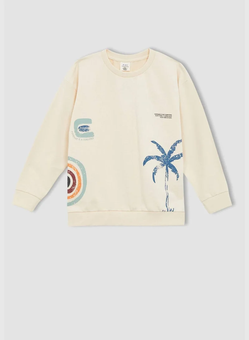 DeFacto Oversized Fit Long Sleeve Palm Print Sweatshirt