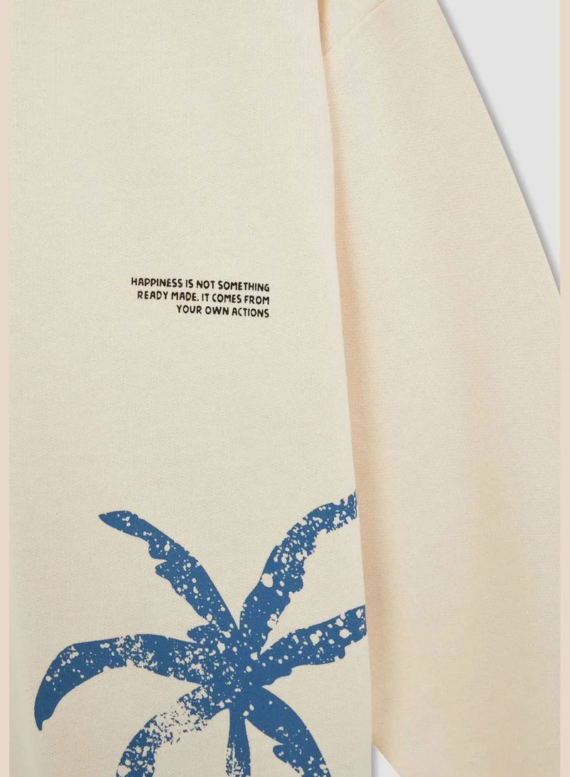 DeFacto Oversized Fit Long Sleeve Palm Print Sweatshirt