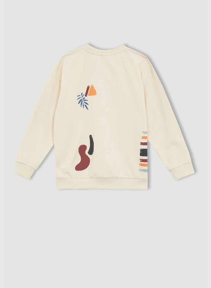 DeFacto Oversized Fit Long Sleeve Palm Print Sweatshirt