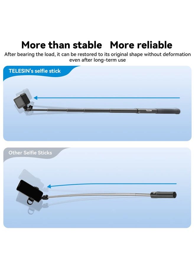 TELESIN Selfie Stick Long Pole Invisible for GoPro Insta360 (120cm/47.2in), Carbon Fiber Waterproof Extension Monopod for Go Pro Max Hero 13 12 11 10 9 8 7 DJI Action 5 Pro Pocket 3 Insta 360 X3 GO3 Ace Pro 2  - Image 5