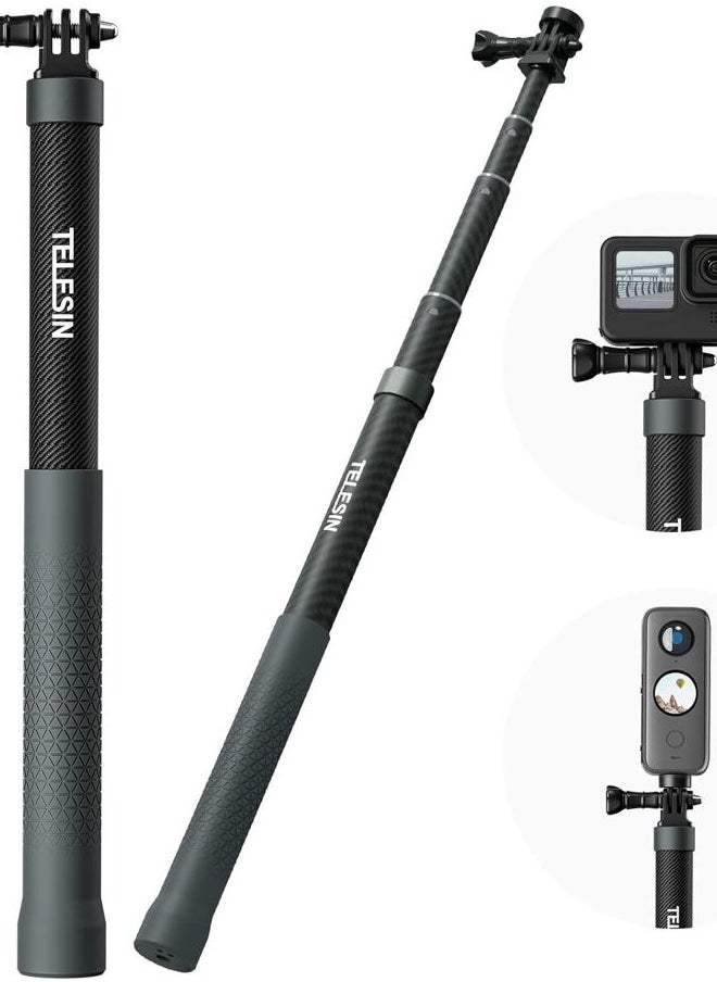 TELESIN Selfie Stick Long Pole Invisible for GoPro Insta360 (120cm/47.2in), Carbon Fiber Waterproof Extension Monopod for Go Pro Max Hero 13 12 11 10 9 8 7 DJI Action 5 Pro Pocket 3 Insta 360 X3 GO3 Ace Pro 2  - Image 1