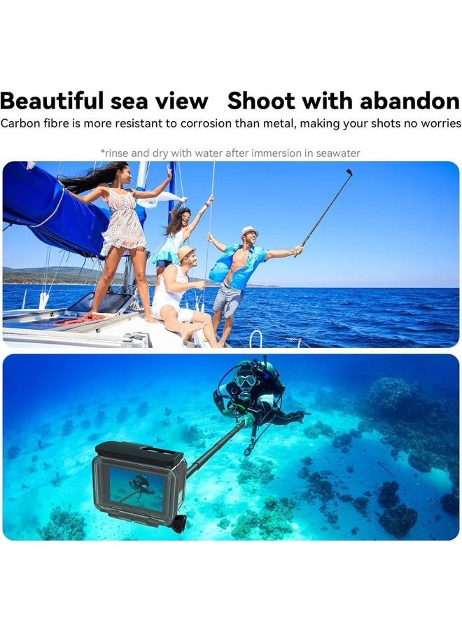TELESIN Selfie Stick Long Pole Invisible for GoPro Insta360 (120cm/47.2in), Carbon Fiber Waterproof Extension Monopod for Go Pro Max Hero 13 12 11 10 9 8 7 DJI Action 5 Pro Pocket 3 Insta 360 X3 GO3 Ace Pro 2  - Image 4
