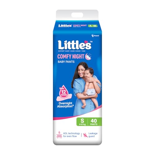 Little's Baby Diapers S Size (Small) Pants Style | 4-8 kg | 40 Count | Comfy Nights Baby Diaper Pants with Leakage Guard & Upto 12 Hours Absorption (40 Count, Pack of 1) - Image 1