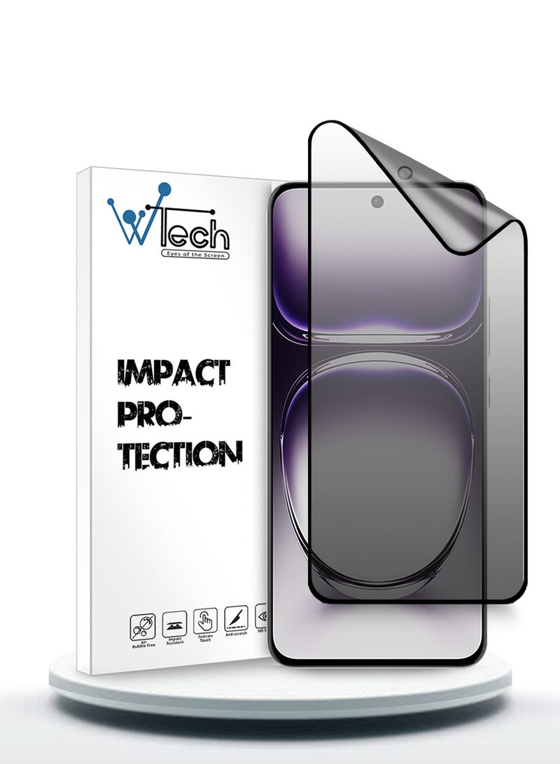 Wtech Oppo Reno12 5G 2024 Nano Ceramic Privacy Full Glue Full Cover Matte Flexible Screen Protector (MSCNMP) - Clear/Black - Image 1
