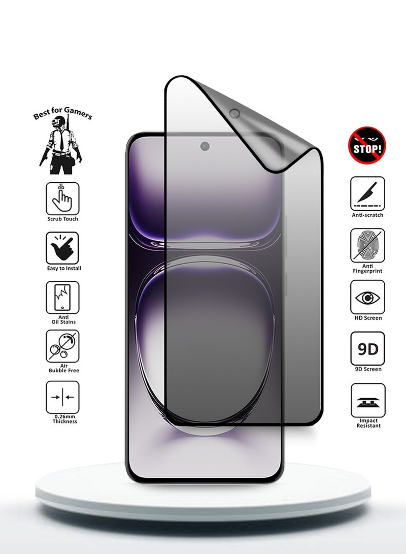 Wtech Oppo Reno12 5G 2024 Nano Ceramic Privacy Full Glue Full Cover Matte Flexible Screen Protector (MSCNMP) - Clear/Black - Image 2