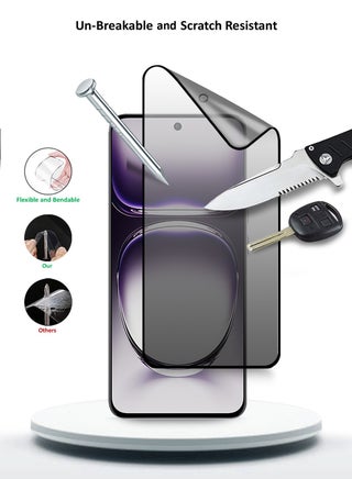 Oppo Reno12 5G 2024 نانو سيراميك خصوصية كامل الغراء غطاء كامل واقي شاشة مرن غير لامع (MSCNMP) - شفاف / أسود - view 3