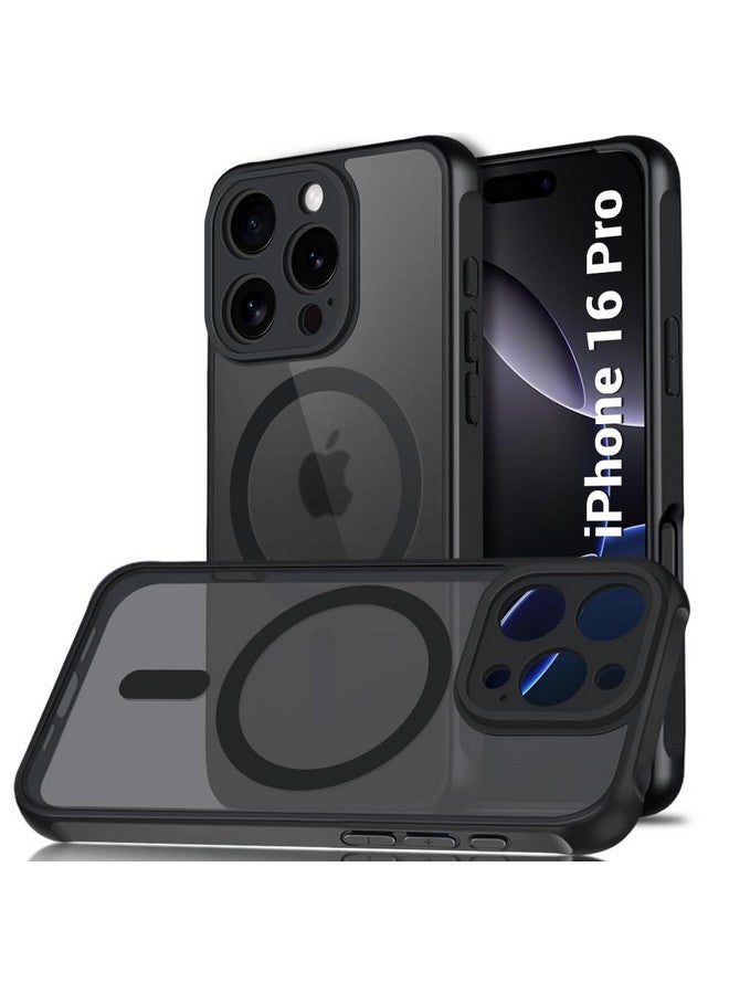TheGiftKart TheGiftKart Hybrid Matte Frosted Back Cover Case for iPhone 16 Pro Compatible with MagSafe | Shockproof Design | Camera Protection Module | Hard Back Case Cover for iPhone 16 Pro (PC & TPU, Black) - Image 1