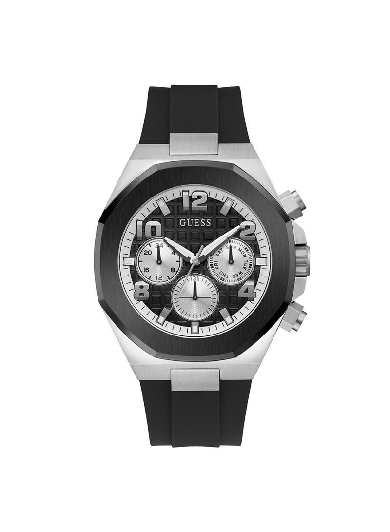 GUESS ساعة GUESS للرجال باللون الأسود والفضي متعدد الوظائف ثنائي اللون - GW0583G1 - Image 1