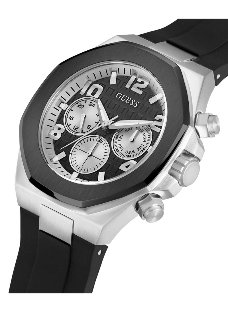 GUESS ساعة GUESS للرجال باللون الأسود والفضي متعدد الوظائف ثنائي اللون - GW0583G1 - Image 2