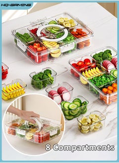 HQ-GAMING 8 Compartment Transparent Plastic Snack Storage Container with Lids, Divided Serving Tray Food Organizer Box Travel Spice Box  - Image 1