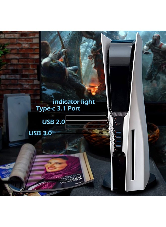 5 IN 1 USB Extension Hub for PS5 USB High Speed Extension Hub Splitter Adapter USB Port Type-C 3.1 External Support Playstation 5 Game Console 4 USB + 1 USB Charging Port + 1 Type C Port