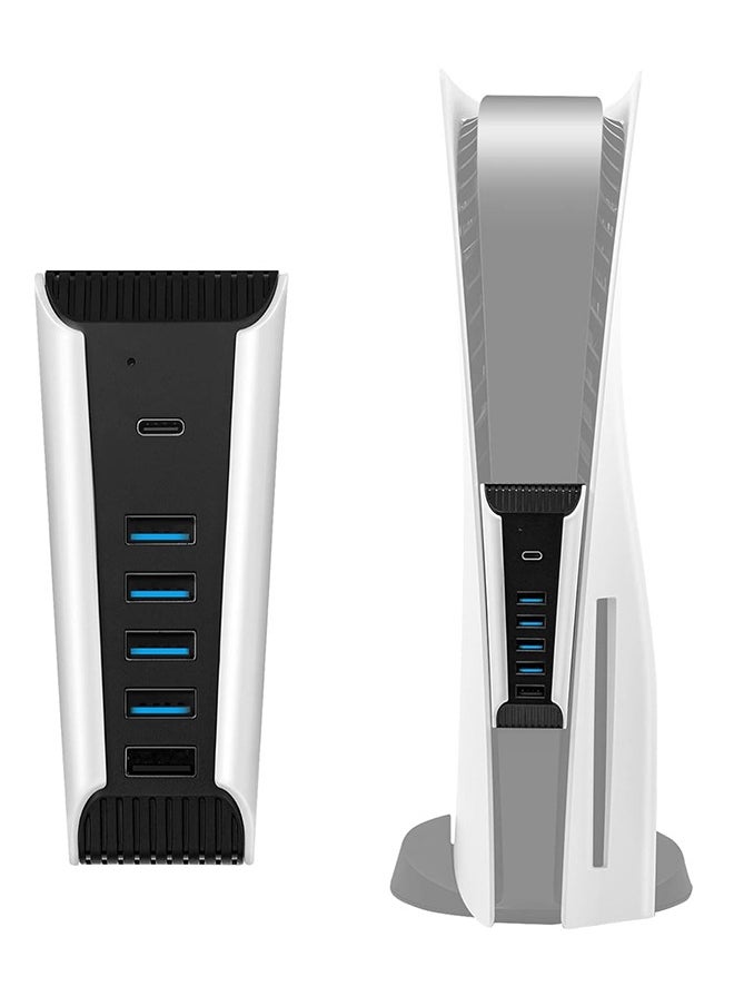 5 IN 1 USB Extension Hub for PS5 USB High Speed Extension Hub Splitter Adapter USB Port Type-C 3.1 External Support Playstation 5 Game Console 4 USB + 1 USB Charging Port + 1 Type C Port