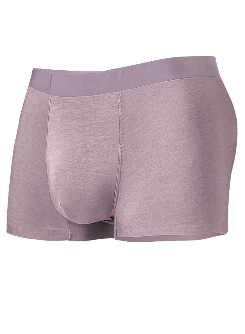 Loquat Men's Solid Color Boxer Briefs Soft And Breathable Underwear With Comfort Flex Waistband Purple 