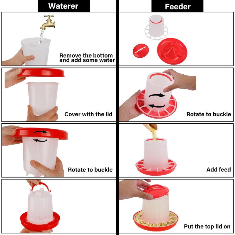 winemana Chick Feeder and Waterer Set â€“ 1 LB + 1 L Hanging Plastic Containers for Outdoor Baby Chicks Small Poultry Drinkers Feeders - Image 4