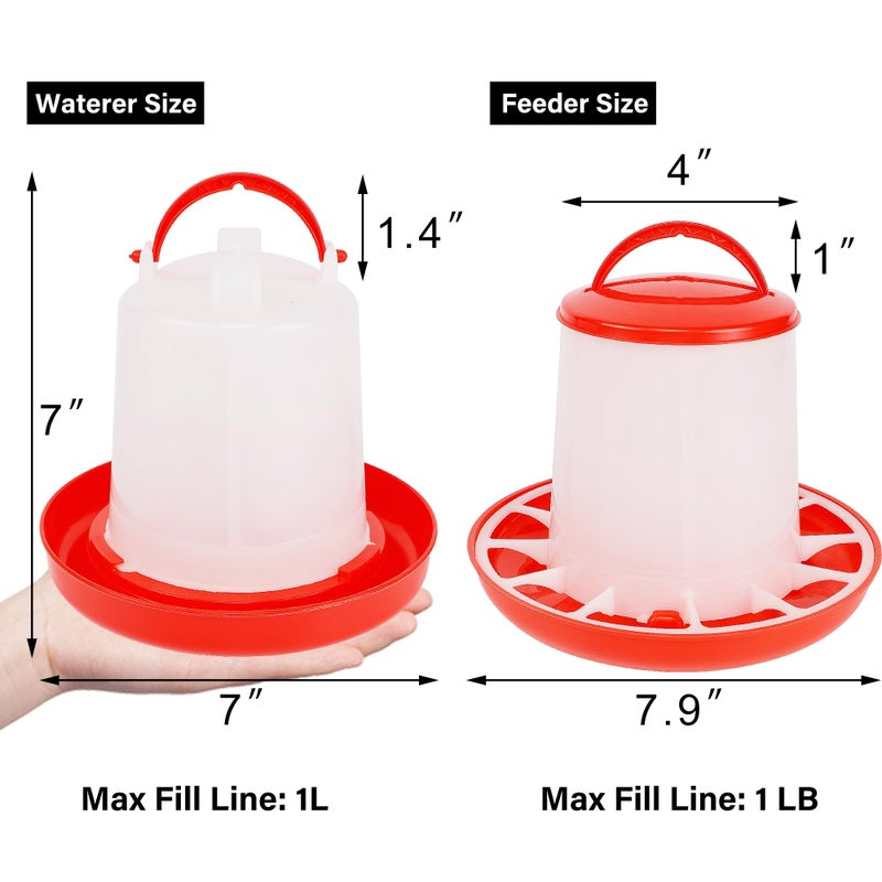 winemana Chick Feeder and Waterer Set â€“ 1 LB + 1 L Hanging Plastic Containers for Outdoor Baby Chicks Small Poultry Drinkers Feeders - Image 3