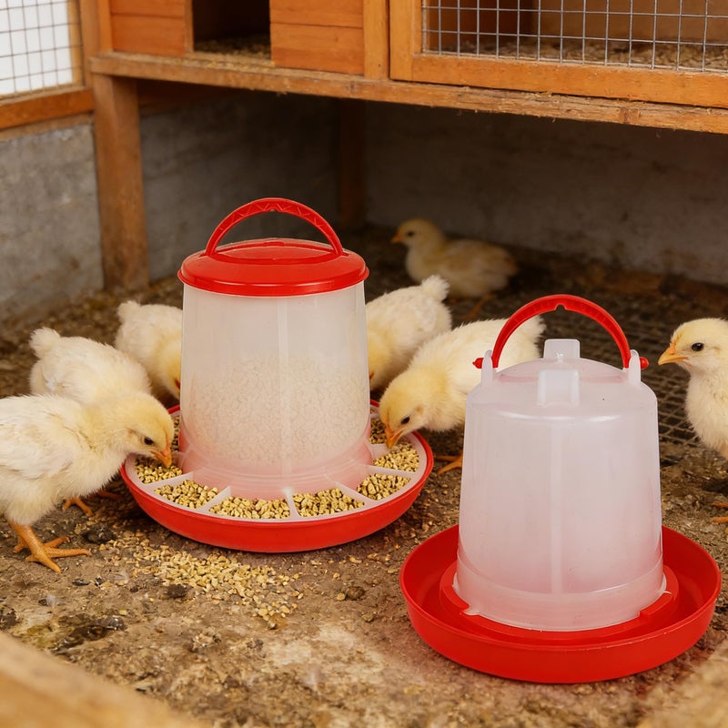winemana Chick Feeder and Waterer Set â€“ 1 LB + 1 L Hanging Plastic Containers for Outdoor Baby Chicks Small Poultry Drinkers Feeders - Image 2