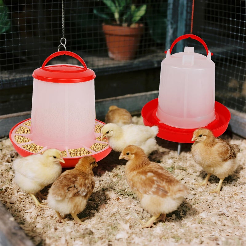 winemana Chick Feeder and Waterer Set â€“ 1 LB + 1 L Hanging Plastic Containers for Outdoor Baby Chicks Small Poultry Drinkers Feeders - Image 5