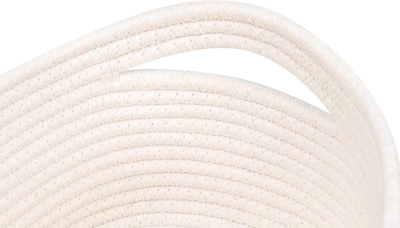 CubesLand Rope Woven Storage Baskets, Small Baby Nursery Organizer Basket, Rectangular Organization/Storage Bins, Closet Shelves Baskets, Empty Gift Basket, Empty Gift Basket 3 Packs, Off White - Image 5