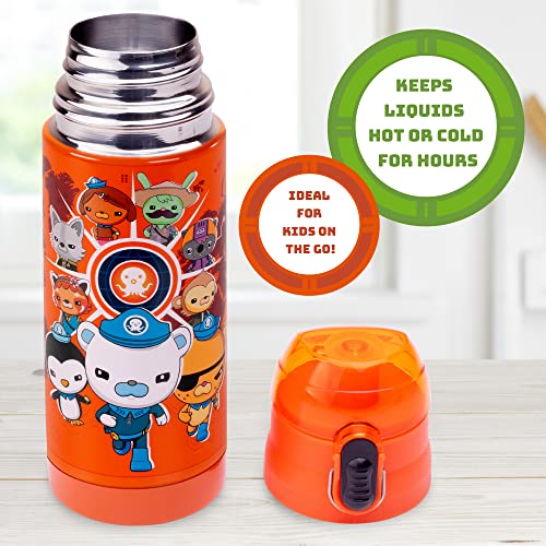 SCS Direct Octonauts Above & Beyond Stainless Steel 13 oz Reusable Water Bottle for Kids, Orange- Double Wall Insulated, Spill Proof Lid w/Built-in Straw-Keep Liquids Hot or Cold For Hours-Fits Most Lunch Bags - Image 3