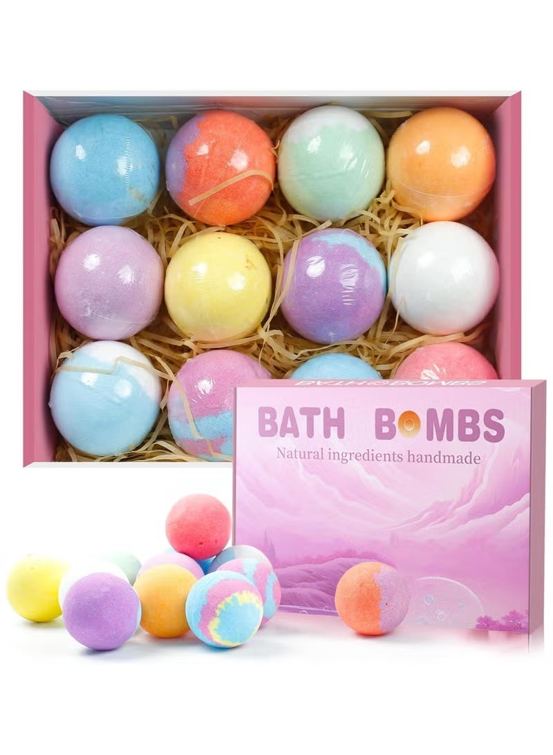 12Pcs Bath Bombs Gift Set for Women Men and Kids Long Lasting Floaters Relaxing Aromatherapy, Dry Skin Moisturize, Large Organic & Natural Essential Oil Handmade Bubble Bath Bombs, Healing Properties - Image 1