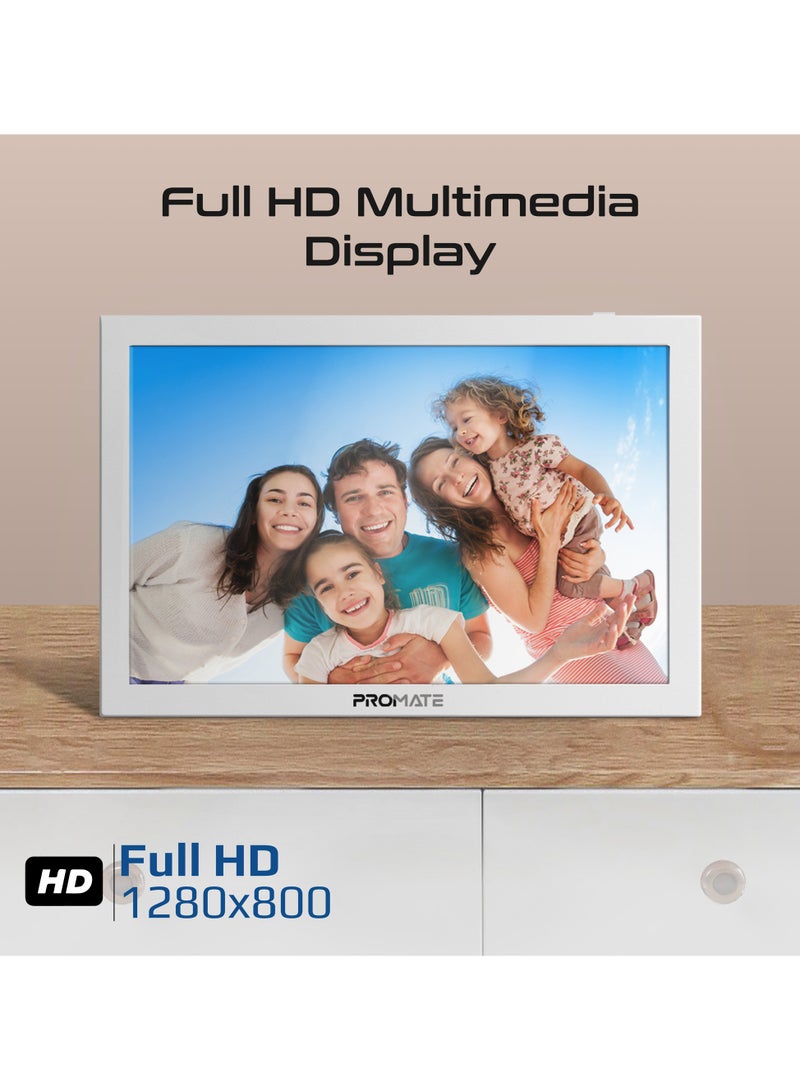 بروميت Full HD Digital Photo Frame With 10.1" Touch Screen, Wireless app Control, 16GB Storage, USB/TF Card Support, Dual Speakers, Multi Picture & Video Formats Compatibility, Memoria-10 White - Image 2