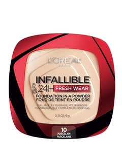 L'OREAL PARIS Infallible Fresh Wear Long Wear Waterproof Full Coverage Powder Foundation - 10 Porcelain  - Image 1
